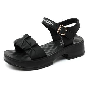 WARRIOR Пляжные сандалии женские черные, бежевые, светло-желтые с черным, цвет Black