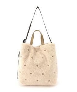 Сумка-тоут смешанного цвета в горошек, двусторонняя.