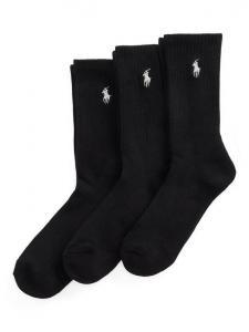 Мягкие спортивные носки-гольфы Ralph Lauren, Pack of 3, Black