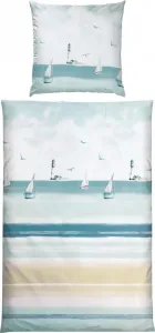 Постельное белье сине-бежевое 1x 135x200 см + 1x 80x80 см REDBEST