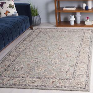 SAFAVIEH Metro Collection ковер, 183 x 183 см, Grey & Rust, ручной работы из шерсти, идеально для гостиной, столовой, спальни (MET754F-6SQ)