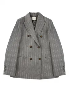 Двубортный блейзер в тонкую полоску Slowear, серый