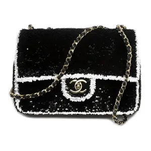 CHANEL Сумка через плечо Sequins & Metal, женская, черно-белая