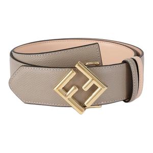 FENDI Кожаный ремень женский голубиный серый и светло-розовый шириной 4 см, Dove Gray/Light Pink