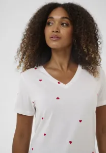 Футболка с принтом crnaia Cream, White W. Red Hearts