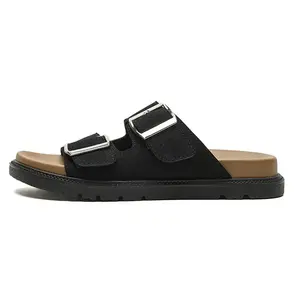 Lan Miao Женские противоскользящие шлепанцы на резиновой подошве черные, цвет Black