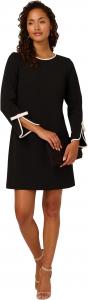 Платье Adrianna Papell Long Sleeve Crepe Short Dress, цвет Black/Ivory