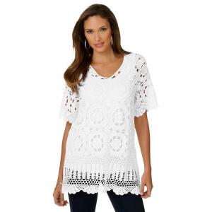 Женский свитер французского вязания крючком больших размеров Roaman Roaman's, белый