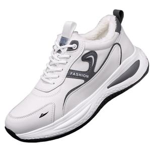 Нескользящие легкие теплые повседневные туфли для мужчин Kuding, White Fleece-Lined