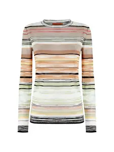Полосатый свитер с круглым вырезом Missoni, бежевый