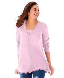 Женская футболка Within с кружевной отделкой в многослойном стиле Woman Within, розовый