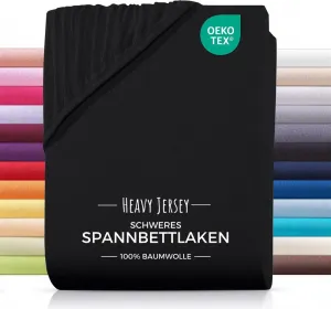 Простыня на резинке из плотного джерси 180x200, черная Carpe Sonno