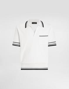 Поло из шелкового пике Dolce & Gabbana, белый