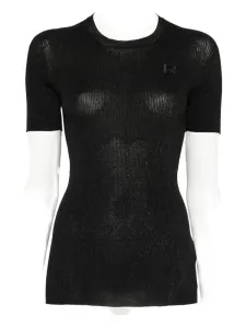 Вязаная футболка с нашивкой-логотипом Rochas, черный