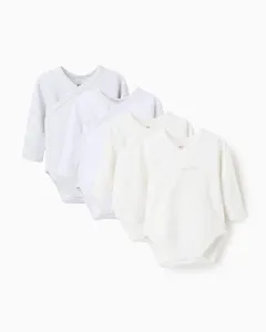 Набор из 4-х детских бодиков для мальчика, 100% хлопок, с перекрестной застежкой и узором Zippy, белый