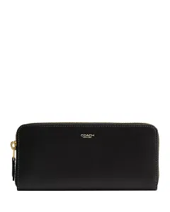 Тонкий кожаный кошелек-гармошка на молнии "Нью-Йорк" Coach, черный