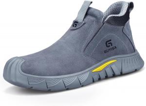 Сапоги для сварки GLANOUDUN для мужчин, слипоны с металлическим носком, неразрушимые рабочие ботинки с металлическим носком, мужская рабочая обувь для сварщиков, огнестойкая защитная обувь для строительства, рабочая и защитная обувь для мужчин, 3005 Grey