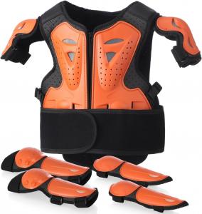 Защита груди для мотокросса yeesport для детей, регулируемая мотоциклетная куртка с налокотниками и наколенниками для езды на велосипеде, коньках и самокате., Orange
