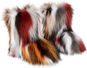 Зимние сапоги Saralis для девочек с мехом, пушистые ботинки для женщин и детей, теплые зимние ботинки, мягкие милые резиновые ботинки на плоской подошве, противоскользящие, детская обувь для улицы, Multicolour