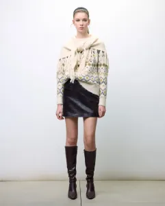 Женский джемпер с фантазийным узором и круглым вырезом Tintoretto, экрю