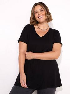 Удлиненная футболка с v-образным вырезом slub Live Unlimited, черный