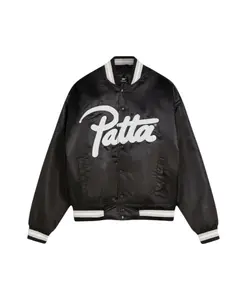 Атласная университетская куртка с логотипом Script Patta, черный