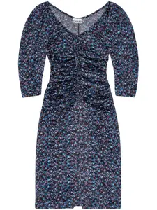 Платье миди со сборками GANNI, черный