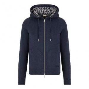 Куртка men's ss21 loose zipper hooded jacket navy blue Dior, синий