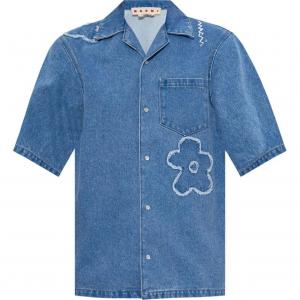 Рубашка с цветочным принтом MARNI, светло синий