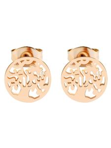 Adeliás Женские серьги - серьги-гвоздики «Древо жизни» из золотистой нержавеющей стали