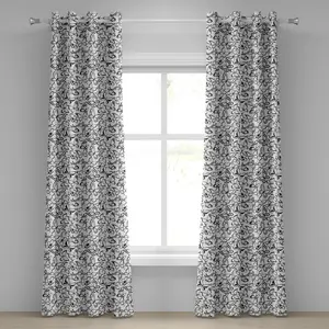 Штора на люверсах ABAKUHAUS с изображением животных, бабочки, символ духовной свободы, священная женская художественная иллюстрация, декоративные двухпанельные шторы, 280 см x 245 см, белые и черные Abakuhaus