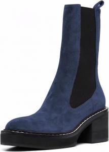 Женские ботильоны FYS с круглым носком, на щиколотку, с массивным низким каблуком, короткие ботинки, на каждый день, повседневная уличная обувь, размер 4-16 US, Blue