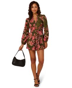 Женский комбинезон-платье с V-образным вырезом и принтом от Adrianna Papell Adrianna, Olive Multi