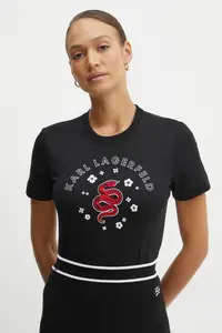 Хлопковая футболка Karl Lagerfeld, черный