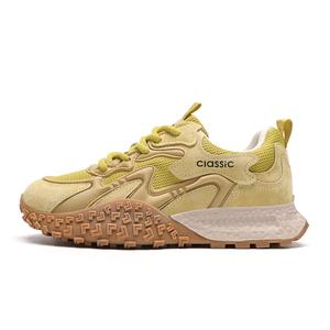 Низкие повседневные туфли для женщин ZHR, желтый suede