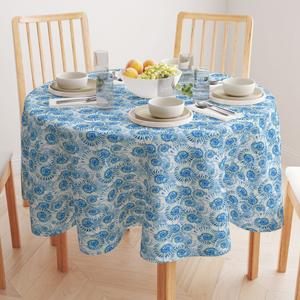 Круглая скатерть, 100% полиэстер, 60 дюймов, круглая, прибрежные акварельные ракушки