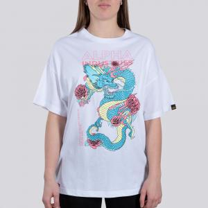 Футболка Alpha Industries Heritage Dragon OS Ladies T-Shirt, белый