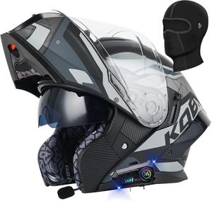 Шлем мотоциклетный Guenzo Bluetooth, черный / серый