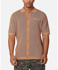 Мужская вязаная рубашка на пуговицах Zyair с резинкой XXIII, коричневый