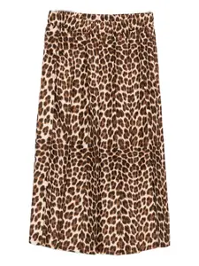 Юбка миди с леопардовым принтом в складку P.A.R.O.S.H., коричневый