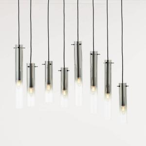 Подвесной светильник Brilliant Glasini, железо / дымчатое стекло - черный - количество языков пламени: 8