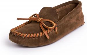 Мокасины Minnetonka для мужчин из мягкой кожи с кожаной подошвой и шнуровкой, коричневый