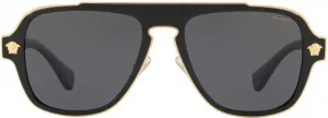 Солнцезащитные очки-авиаторы Versace Medusa Charm VE 2199 100281 из черного пластика с серыми поляризованными линзами, Black