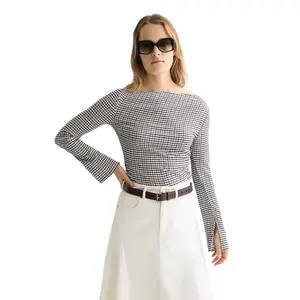 Футболка с длинными рукавами Scotch & Soda Drapey Gingham, серый