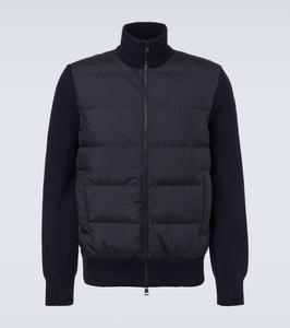 Шерстяной кардиган с нижними панелями Moncler, Dark Navy Blue