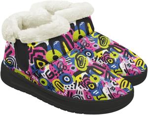 Женские зимние сапоги на снег удобные с плюшевой подкладкой, утолщенной подошвой и противоскользящей поверхностью для улицы Gdxynsmny, Abstract Art