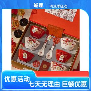 DearDali набор посуды для праздничного ужина Rose Holiday, подарок для лучших друзей на свадьбу, керамические миски и тарелки, премиум подарочная упаковка, смешанные цвета розы, 6 мисок и 6 ложек, 12 предметов