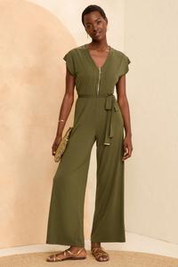 Комбинезон из джерси с застежкой молнией и широкими штанинами Love & Roses, зеленый