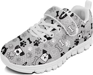 Кроссовки с животным принтом для мальчиков и девочек, обувь для ходьбы, модный дизайн, с одной пряжкой, теннисные кроссовки, дышащие, легкие, идеальные для детей Watdotory, Dog Paw Bone