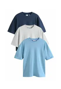 Футболка Next HEAVYWEIGHT 3 PACK, Grey Light Blue Navy Blue Marls/Grey